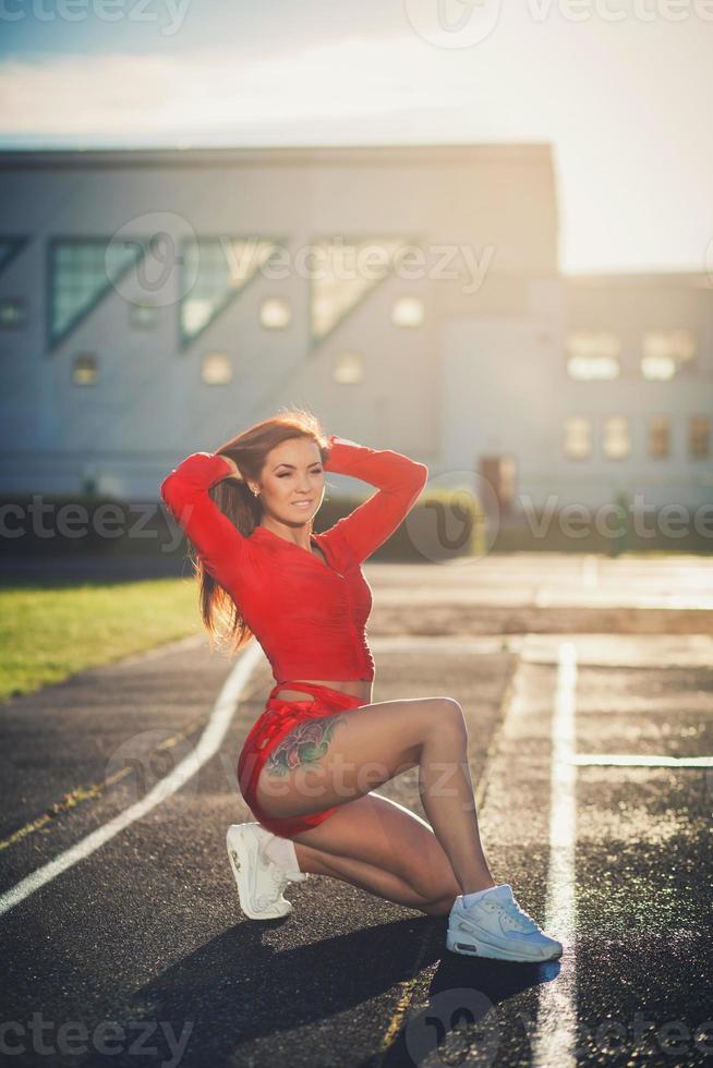 sporty woman stretched photo