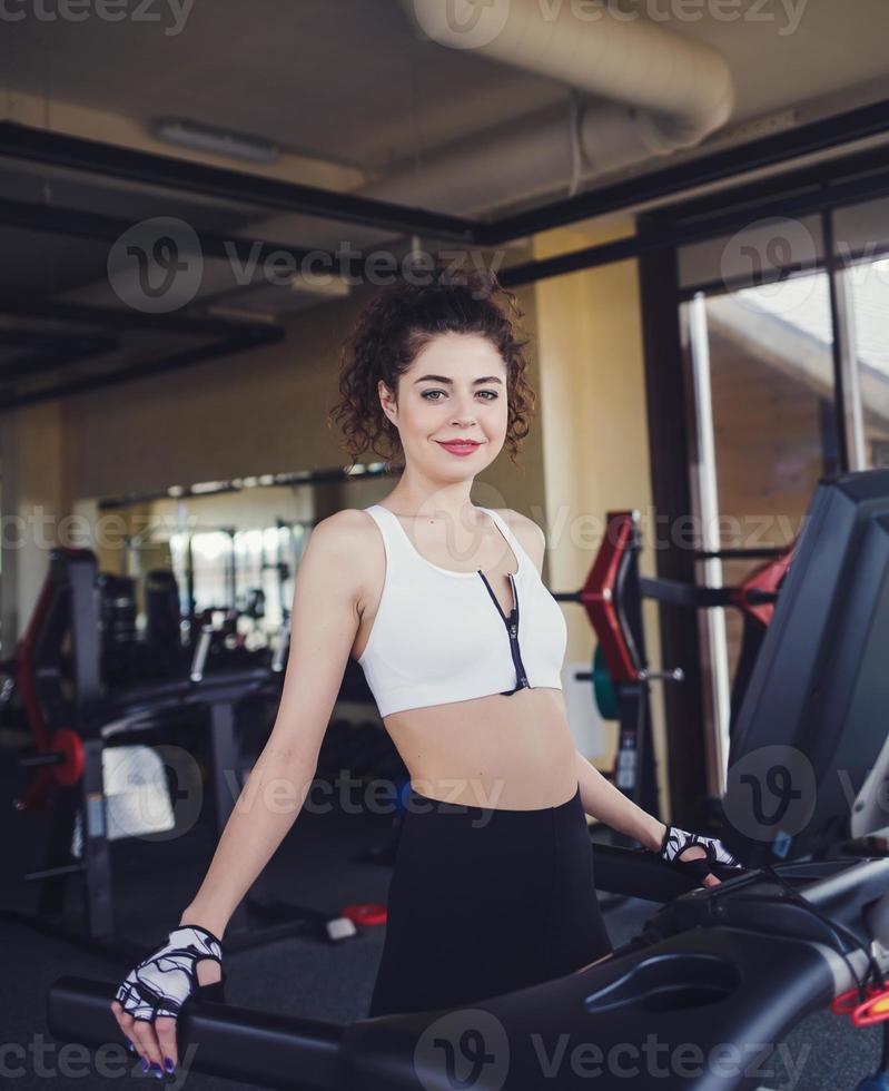 woman resting after running photo