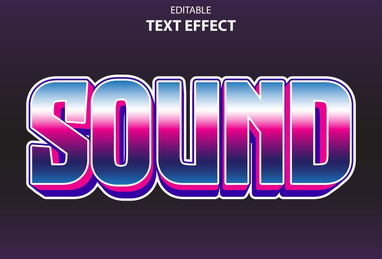 sound text effect with purple color 3d style for template. vector