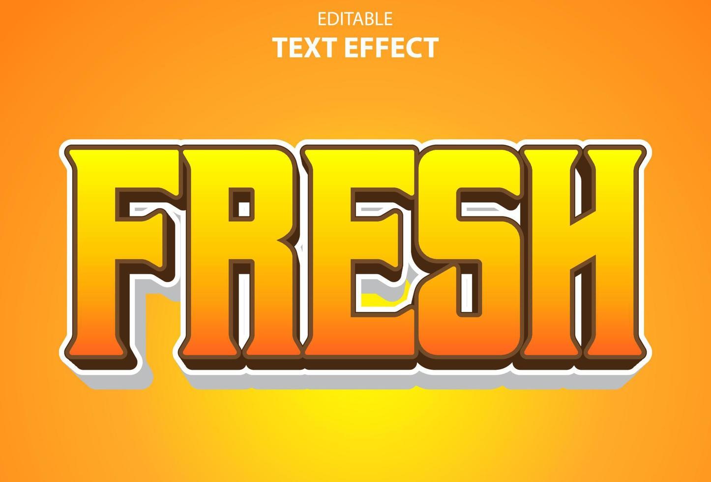 fresh text effect with orange color 3d style for template. vector