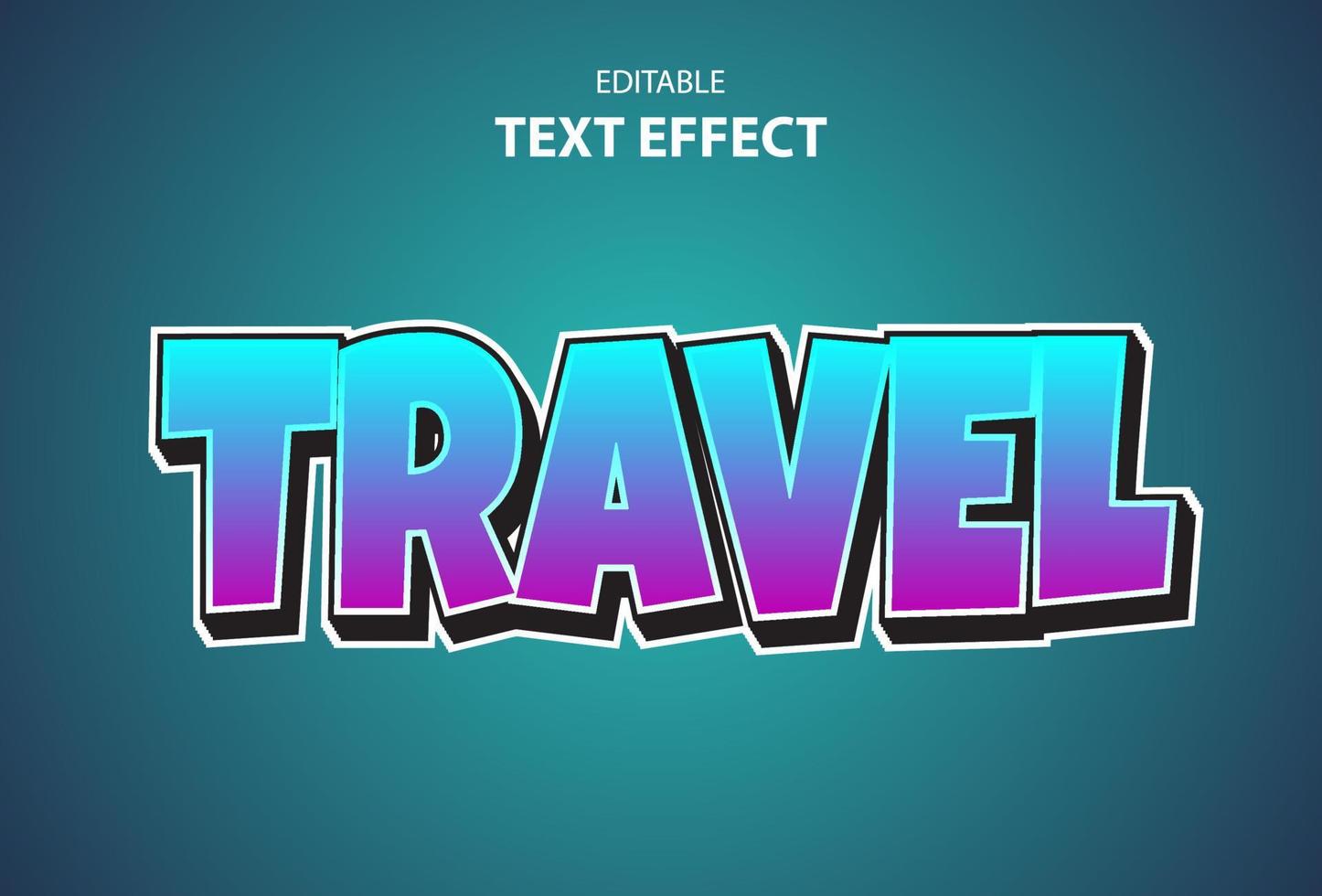 travel text effect with blue gradient for logo vector