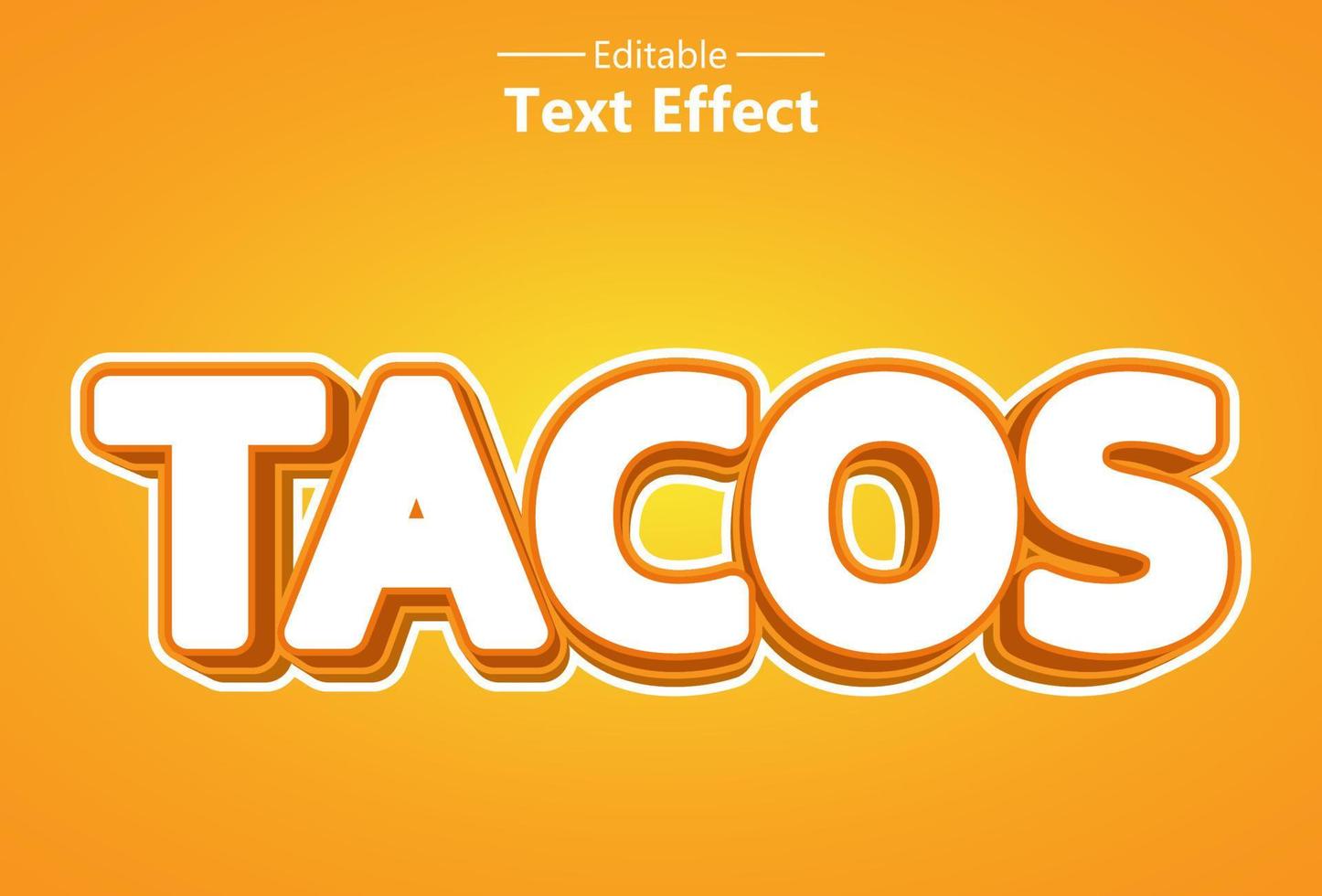 efecto de texto de tacos con color naranja para la marca. vector