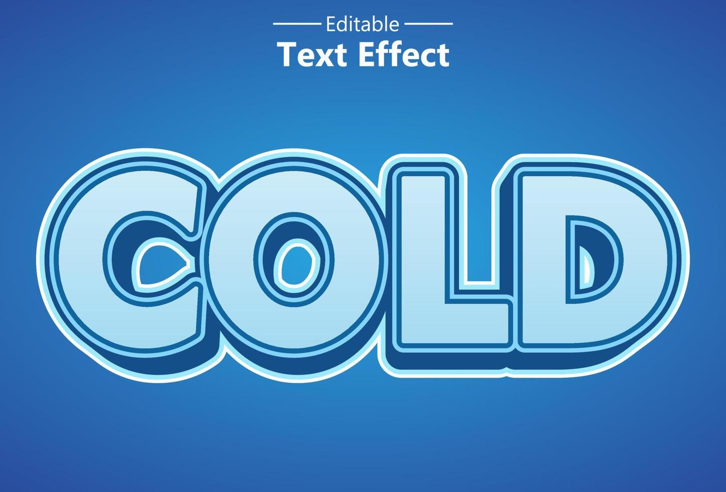 cold text effect with blue color editable for promotion. vector