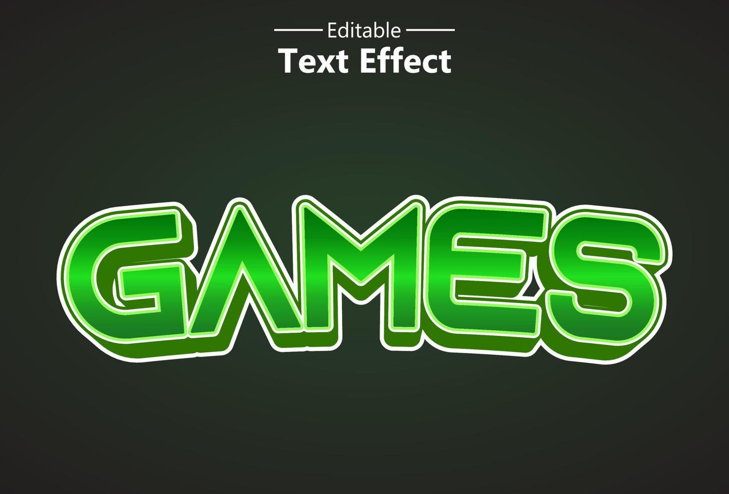 efecto de texto de juegos con color verde editable para logotipo. vector