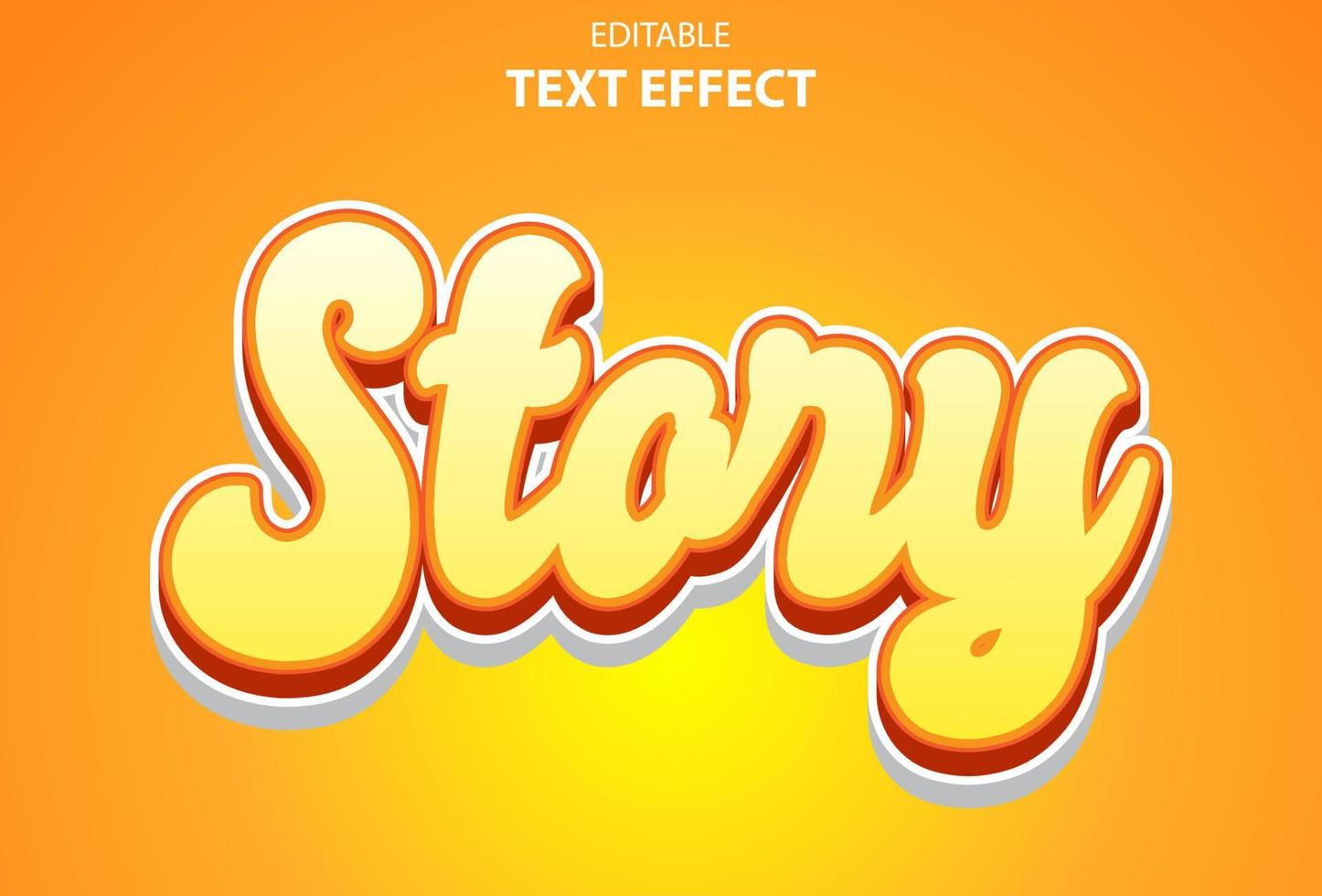 efecto de texto de historia con estilo 3d de color naranja para plantilla. vector