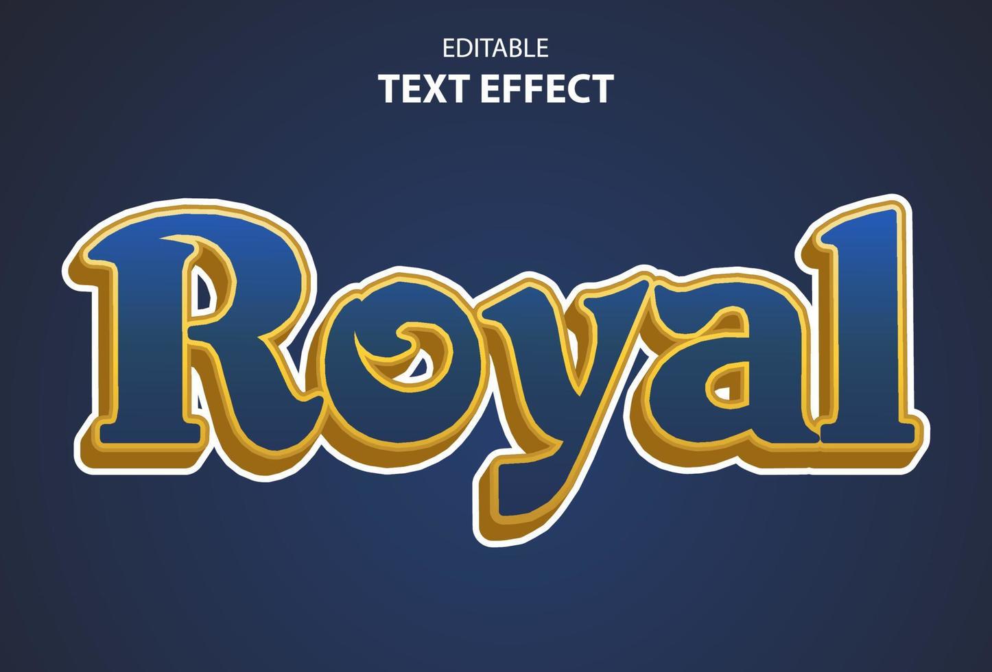 royal text effect on blue background and editable vector