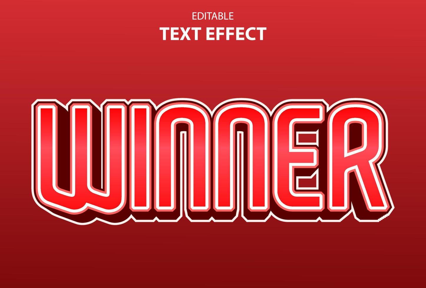 winner text effect with red gradient for logo vector
