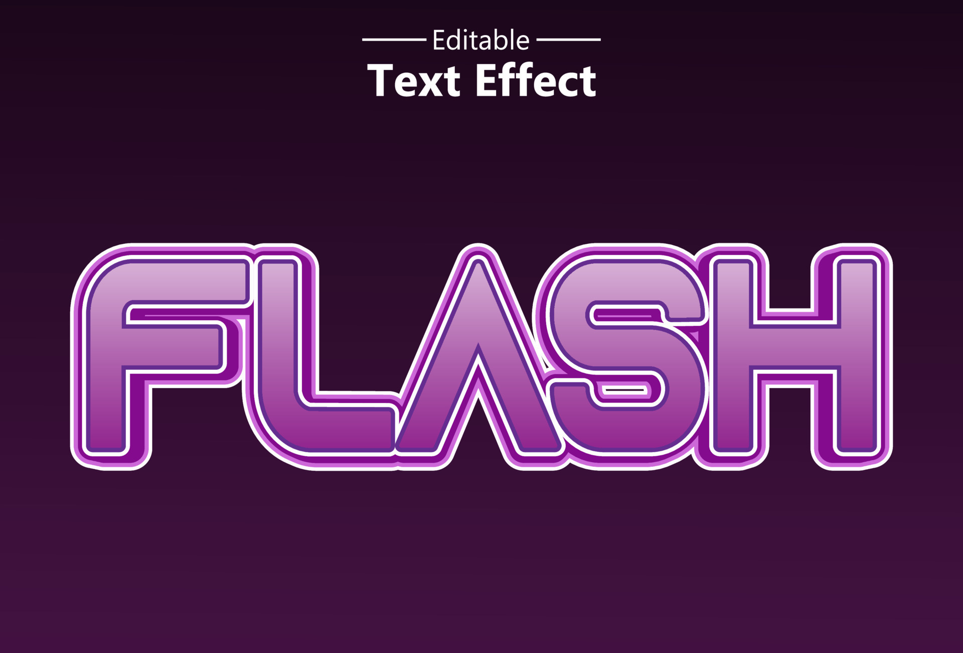 flash text effect with purple color for brand and logo. 7309832 Vector