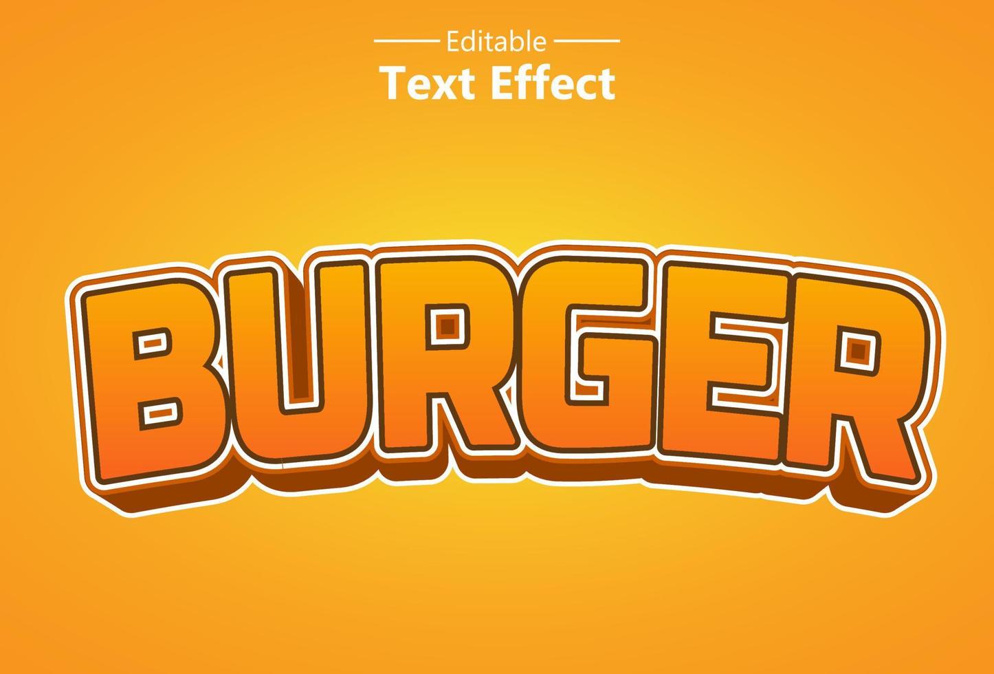 burger text effect with orange color for brand. vector