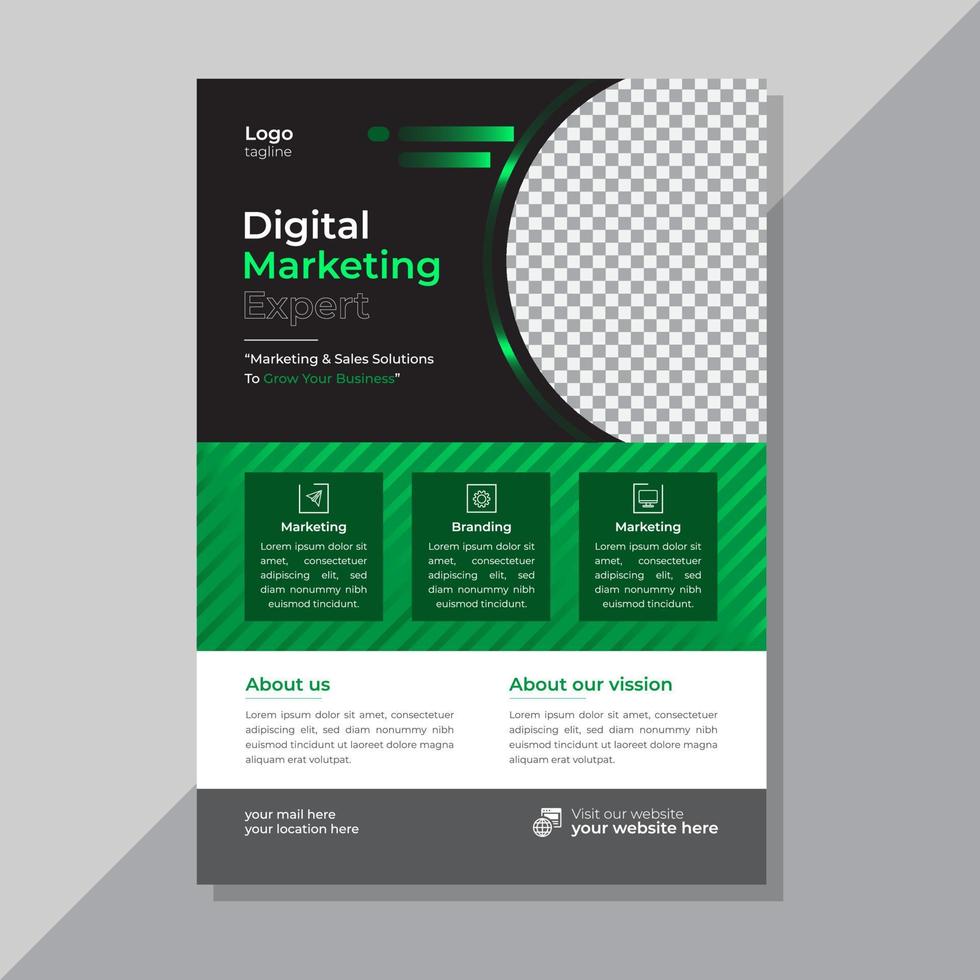 Business flyer design corporate flyer template geometric shape poster design brochure gradient abstract magazine background space for photo in A5 size vector