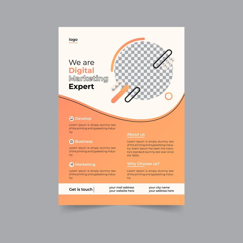Business flyer design corporate flyer template geometric shape poster design brochure gradient abstract magazine background space for photo in A5 size vector