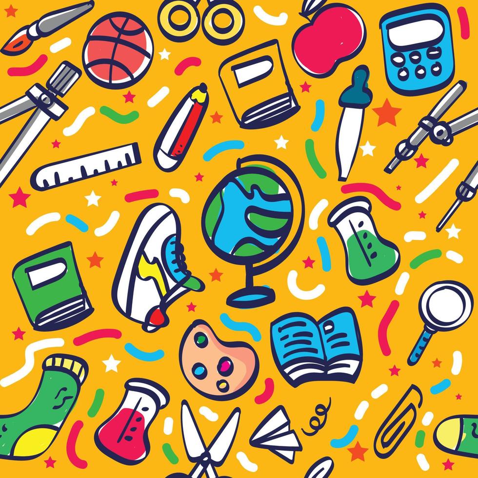 School Stuff Seamless Pattern Concept vector