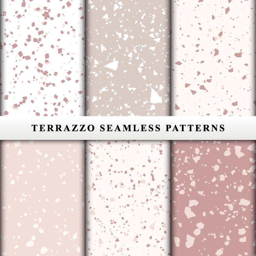 Set of terrazzo seamless patterns vector
