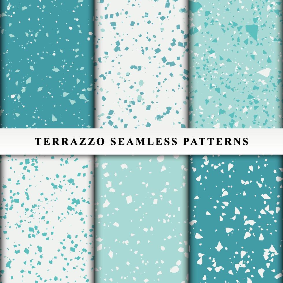 Set of terrazzo seamless patterns vector