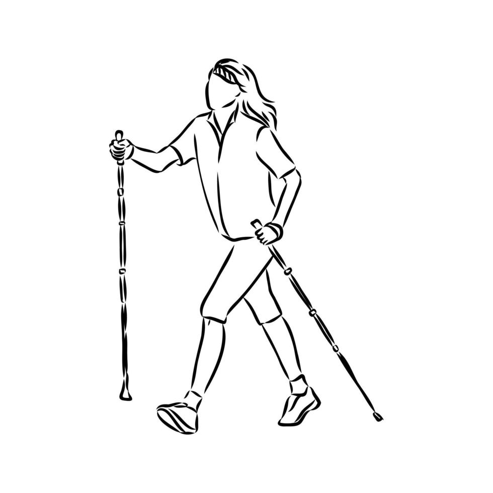 scandinavian walking vector sketch