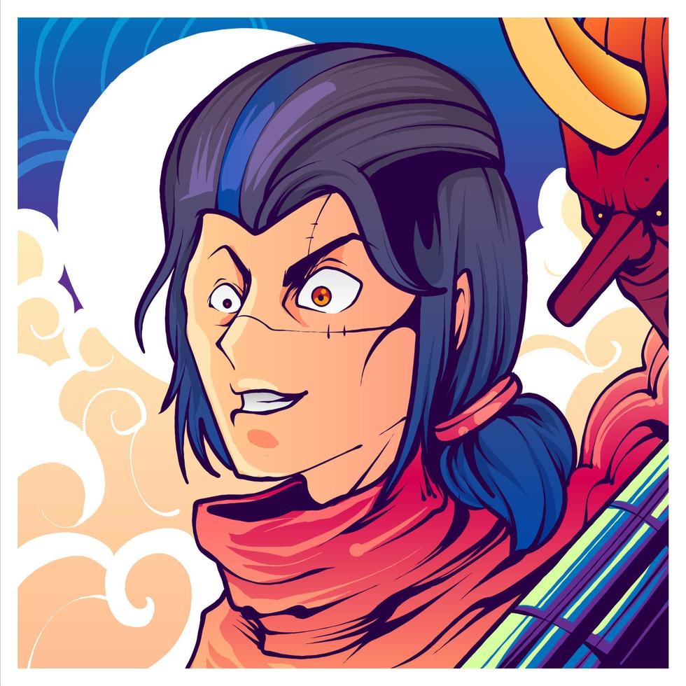 Japan man illustration vector