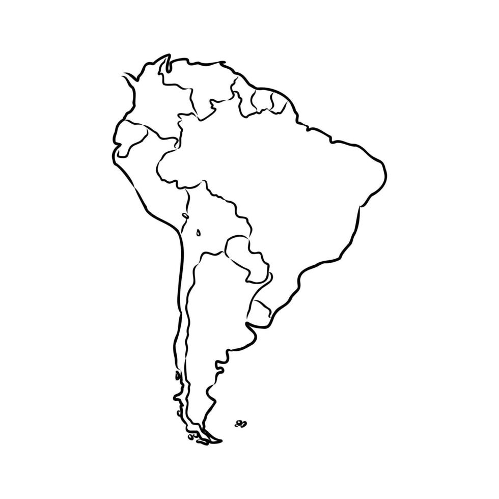 bosquejo del vector del mapa de américa del sur