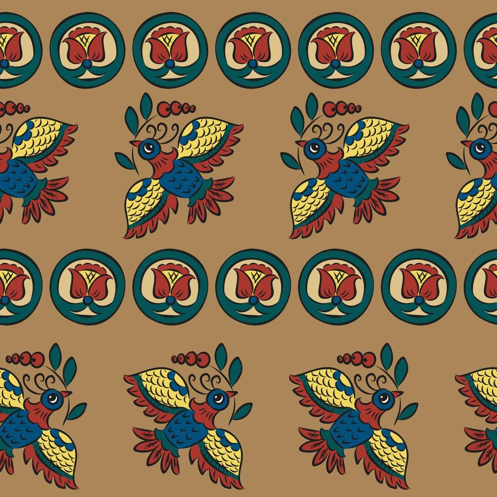 seamless pattern folk style vector