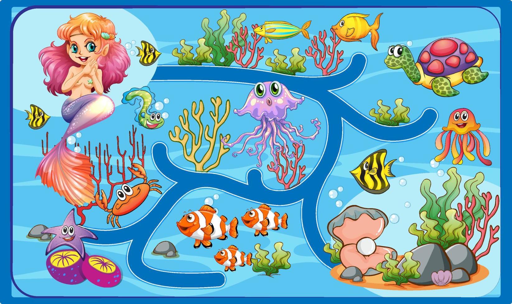 diseño de juegos con escena submarina vector