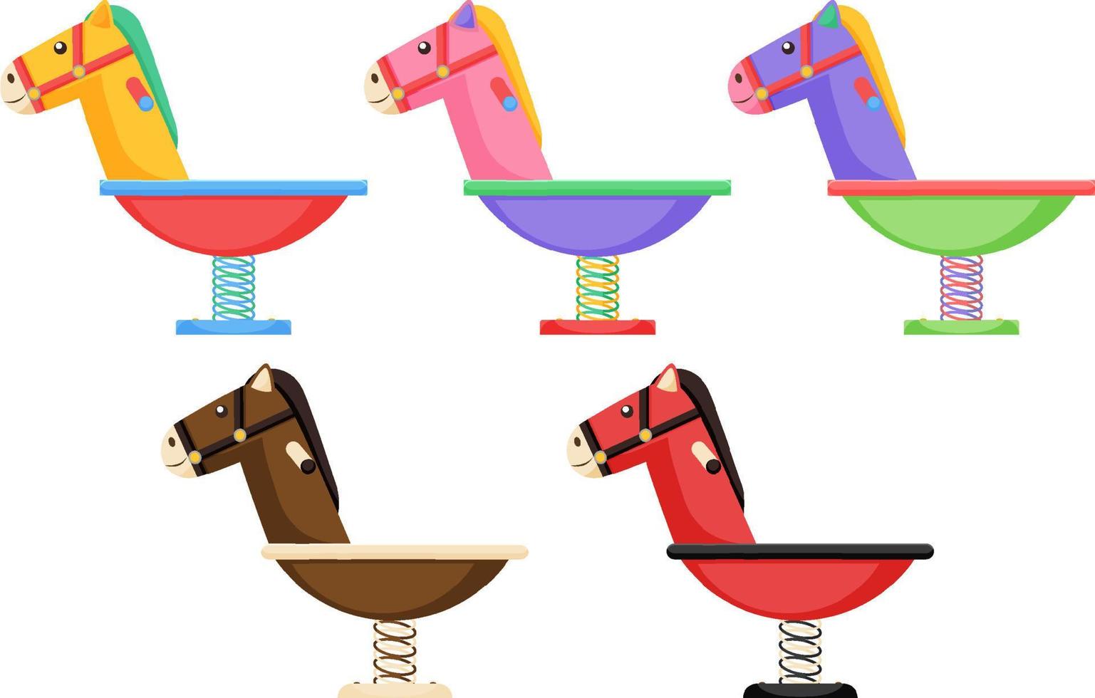 Different colours of spring rocking horses vector
