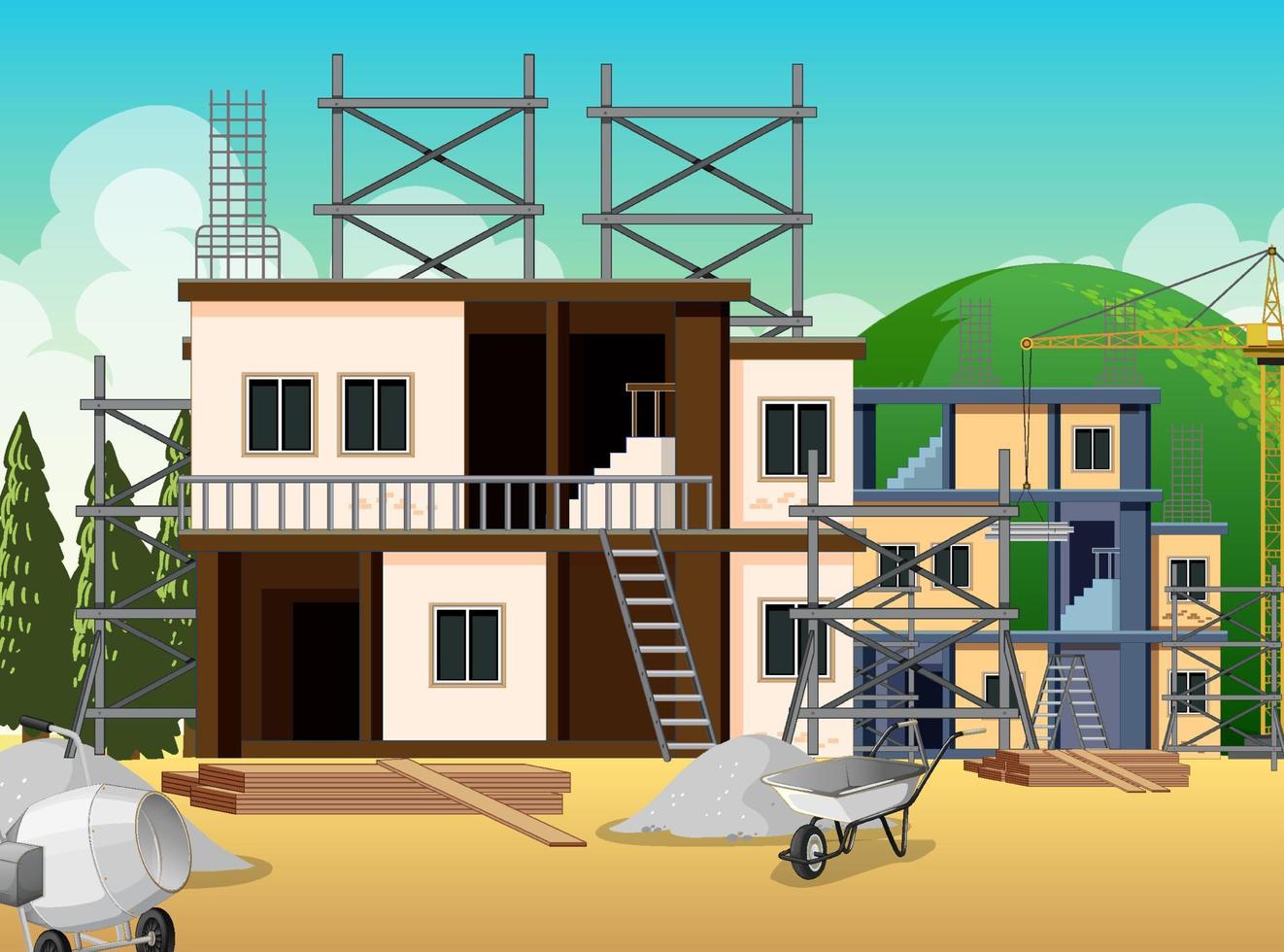 Scene of building construction site vector