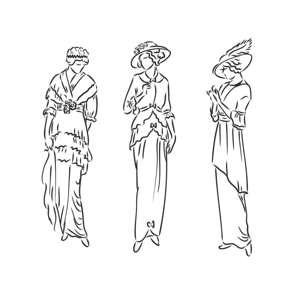 retro dress vector sketch