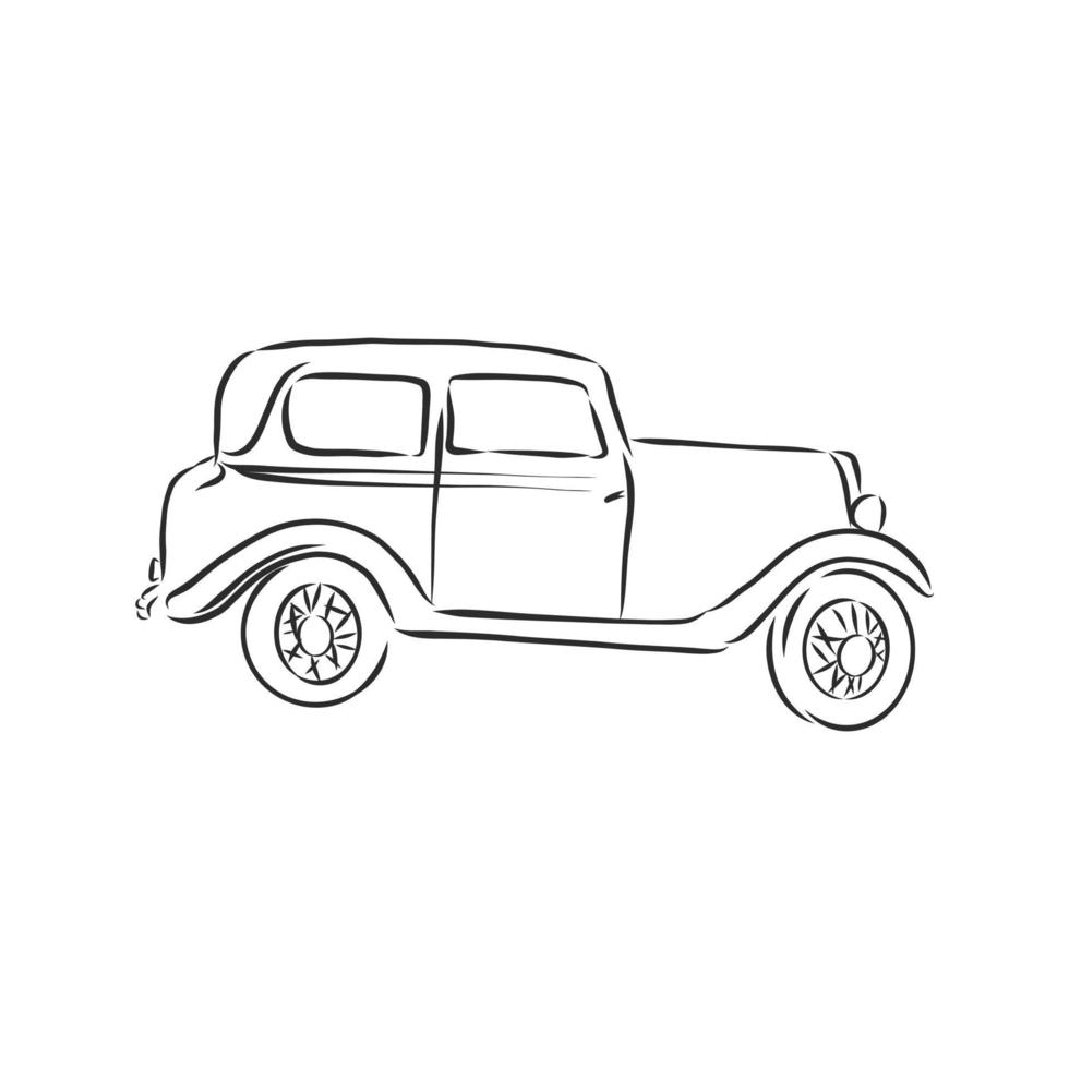 bosquejo del vector del coche retro