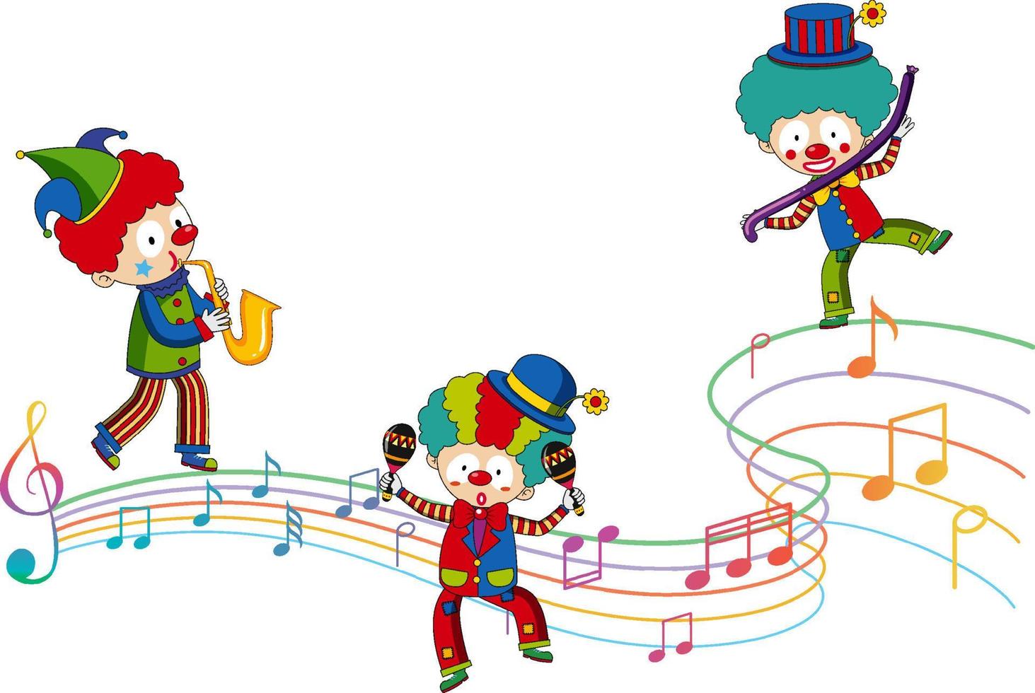 personaje de cartón de payaso con nota musical vector