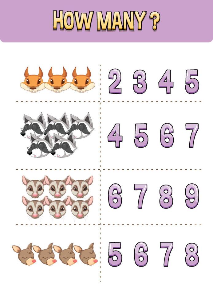 Match pictures with numbers for kids vector