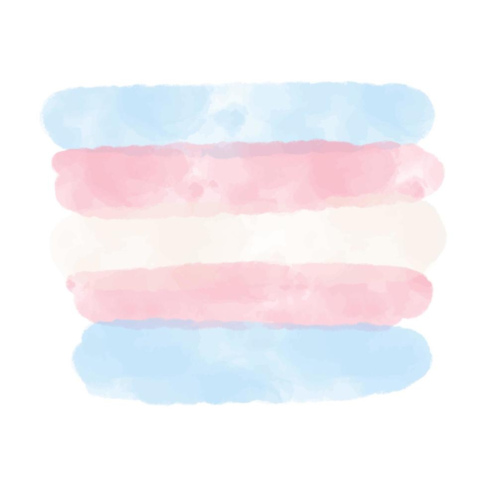 Watercolor Transgender pride flag in baby blue, pink and white stripes. Vector watercolour textured isolated background for Transgender Day of Remembrance, Trans Parent Day, Transgender Awareness