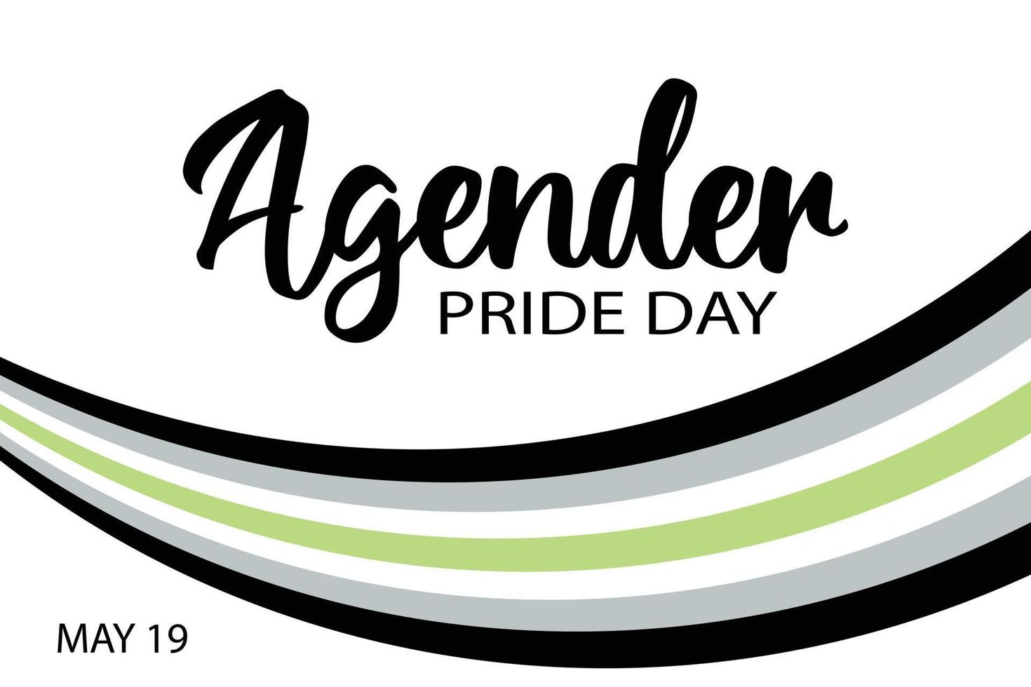 Agender Pride Day on May 19 vector banner with agender ribbon flag symbol of LGBT community. Simple design for poster, greeting card, flyer