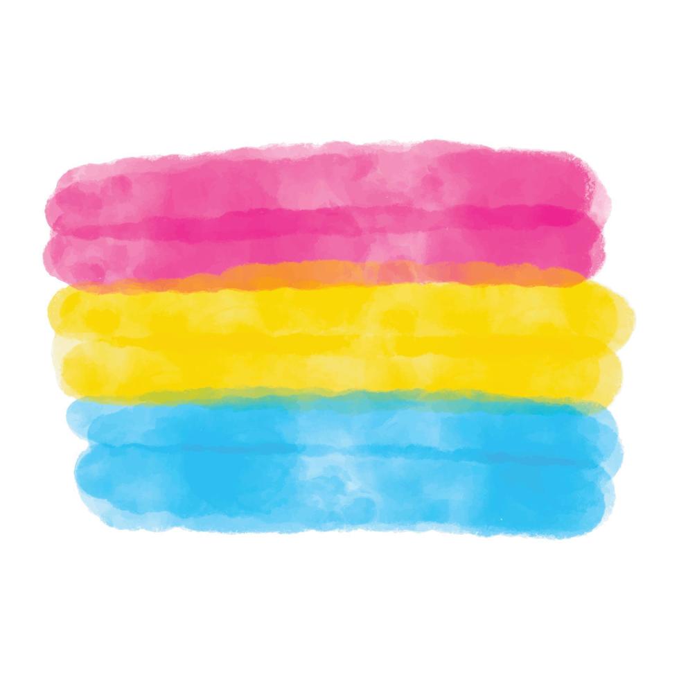 Pansexual Pride Flag - watercolor textured vector colorful horizontal stripes - magenta, yellow and cyan. LGBTQ community gender group symbol of pansexuality