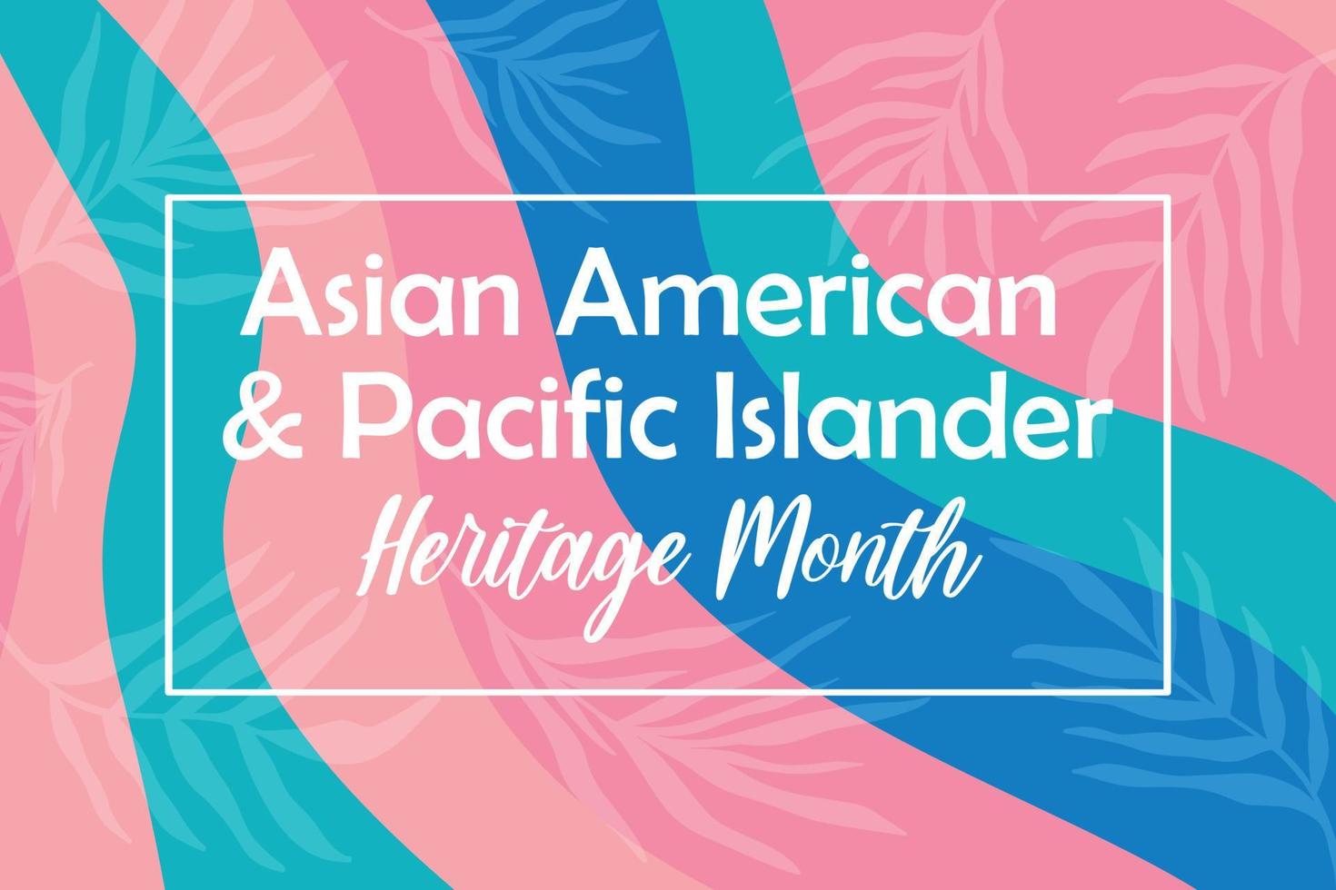 Asian American, Pacific Islander Heritage month - celebration in USA. Wreath round frame with colorful bright palm leaves foliage silhouette. AAPI 2022 vector