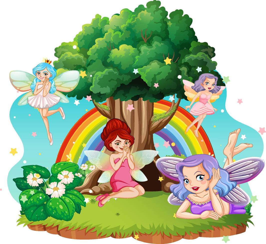 Isolated fantastic forests with beautiful fairies vector