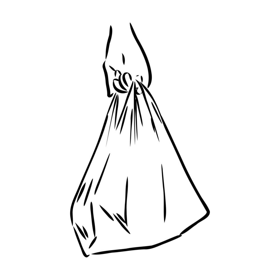 bosquejo del vector de la bolsa de plástico
