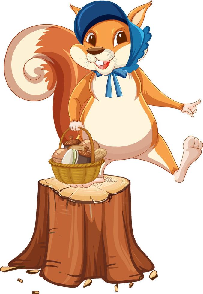 Happy squirrel on stump vector