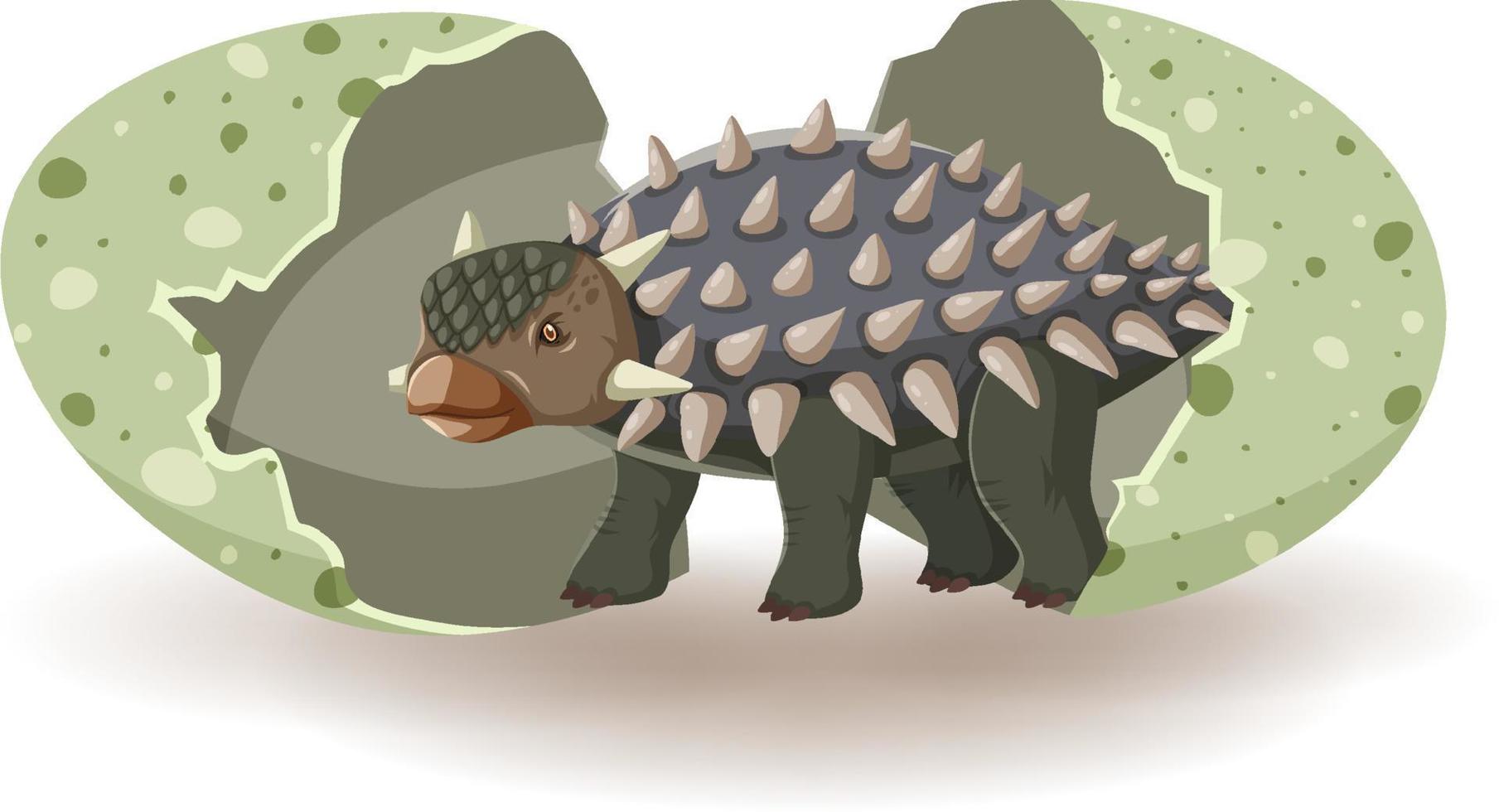 Ankylosaurus hatching from egg vector