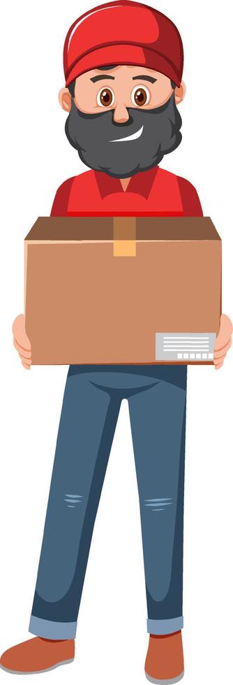 Delivery man with package vector