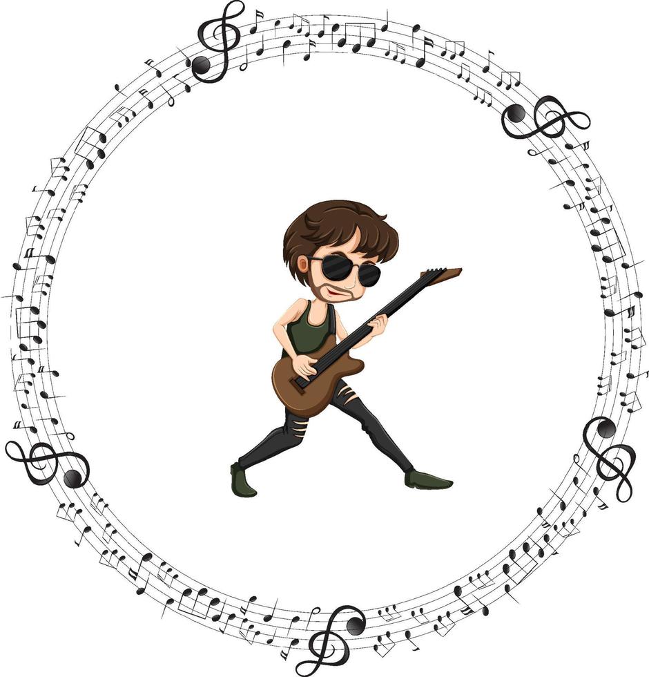A man playing guitar in rock style vector