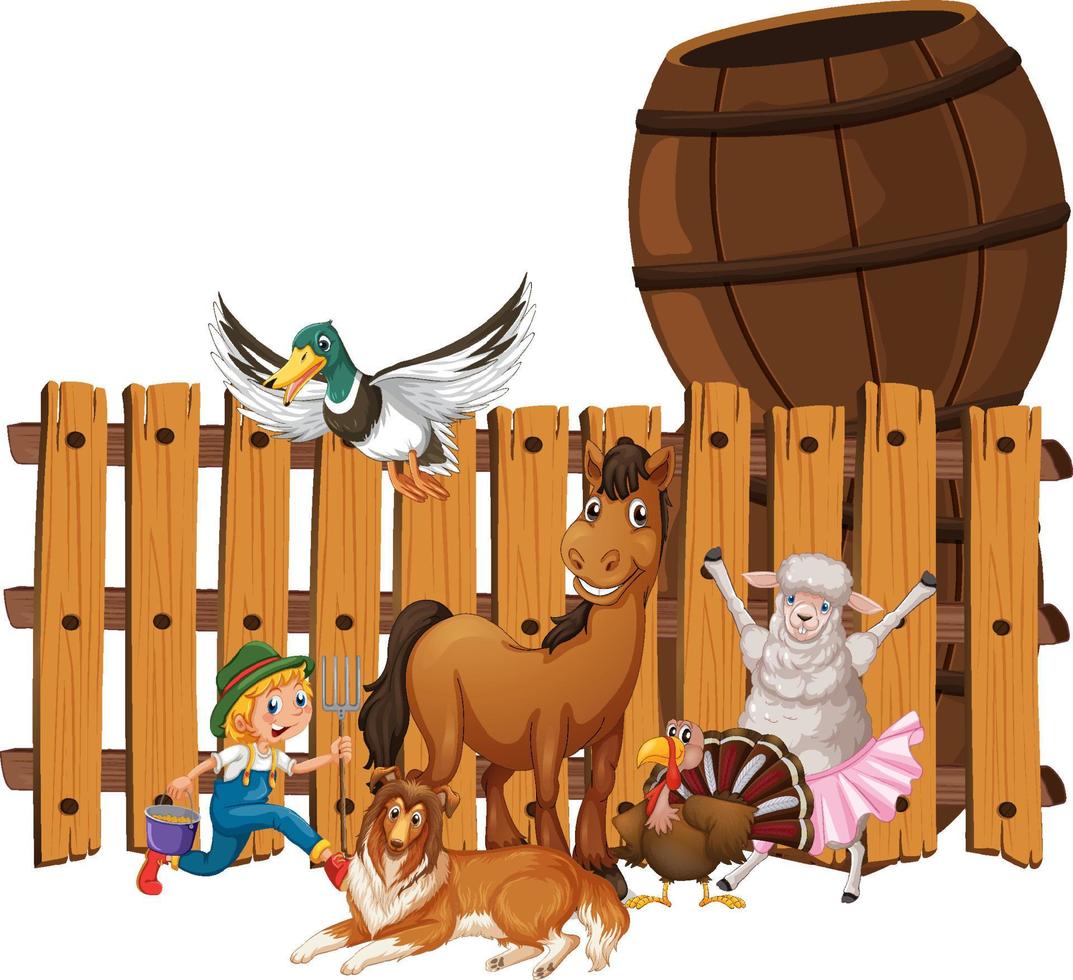 Farm animals on white background vector