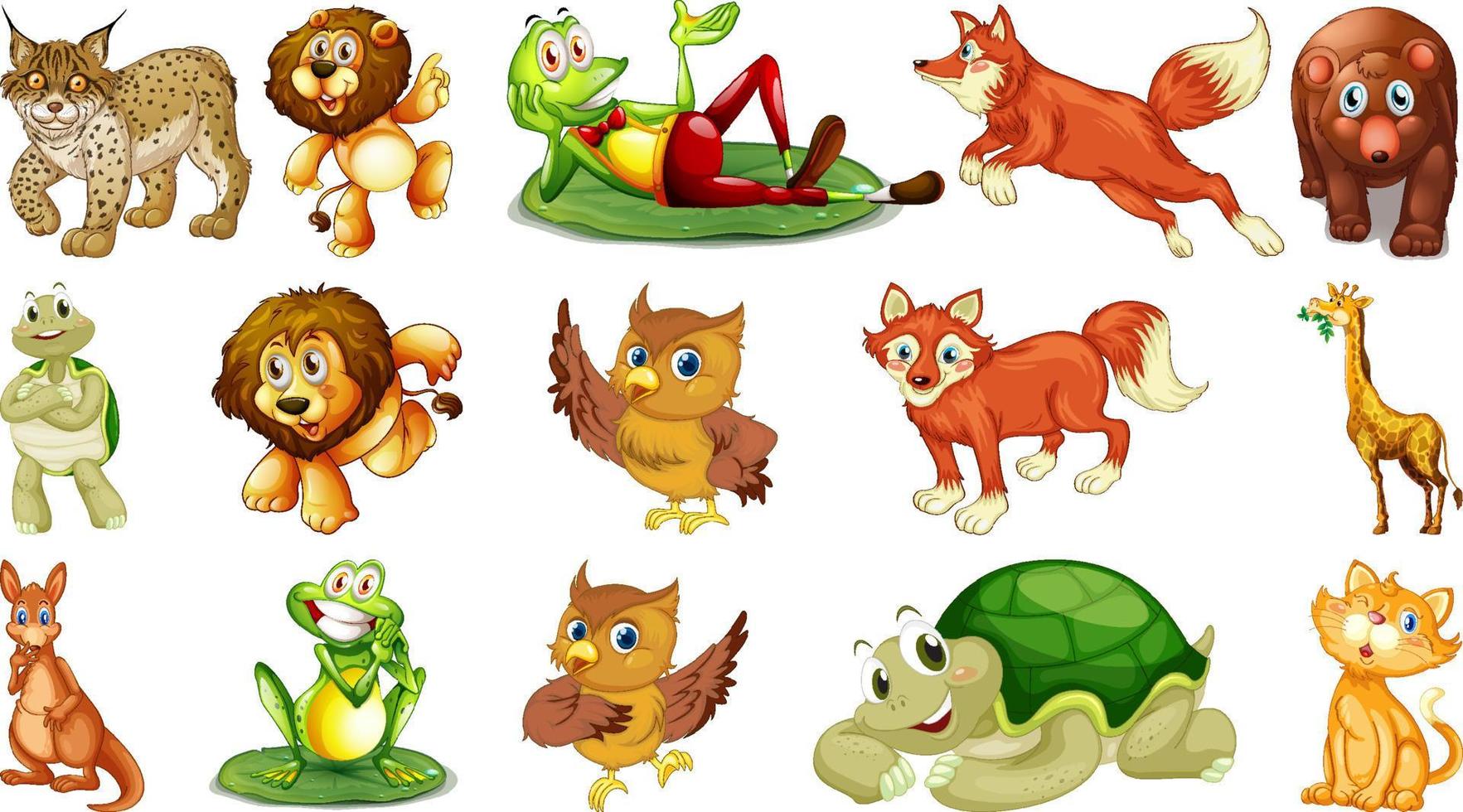 Wild animals with happy face vector