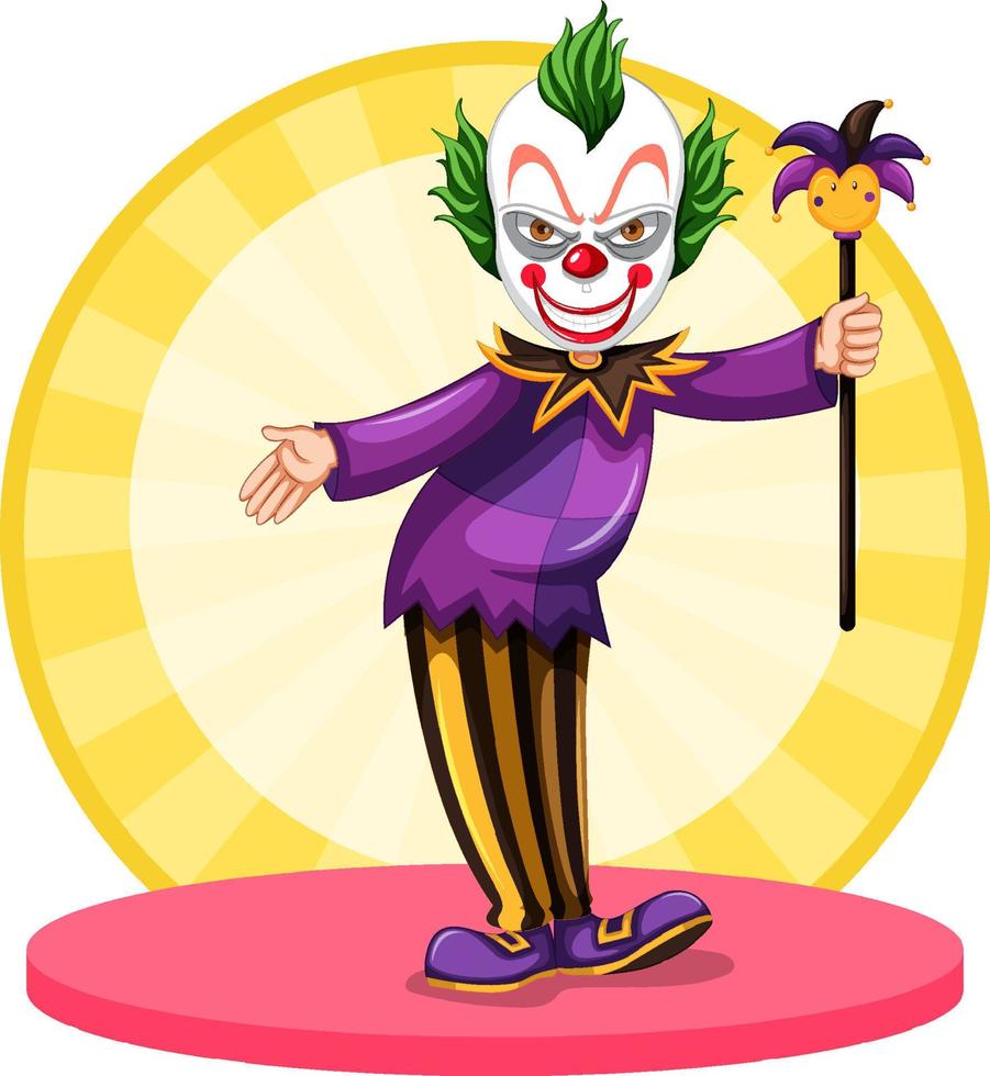 Cartoon clown performing with wand vector