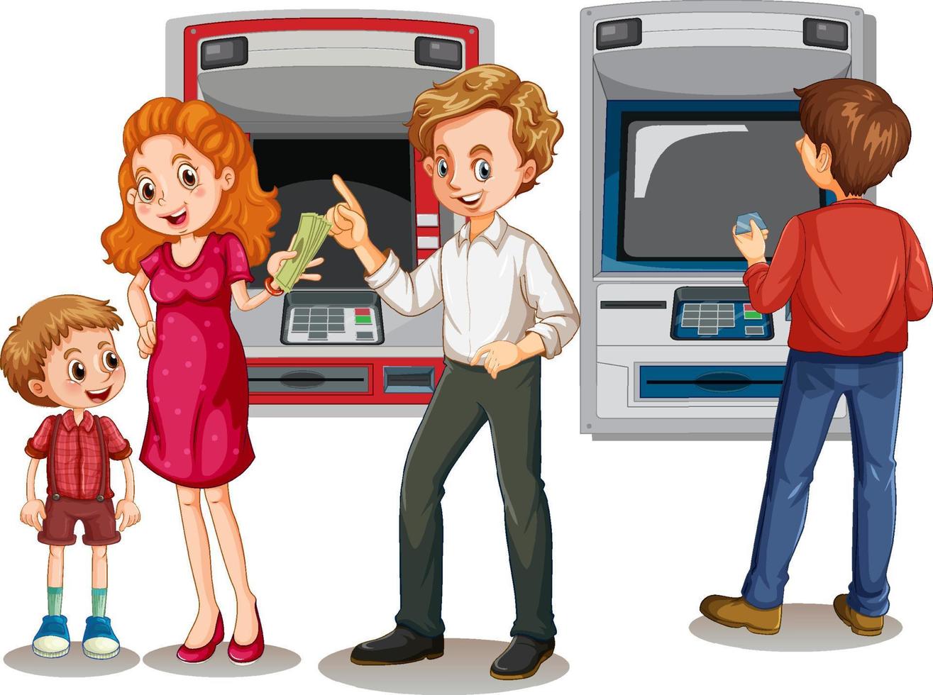 ATM machine with people cartoon character vector