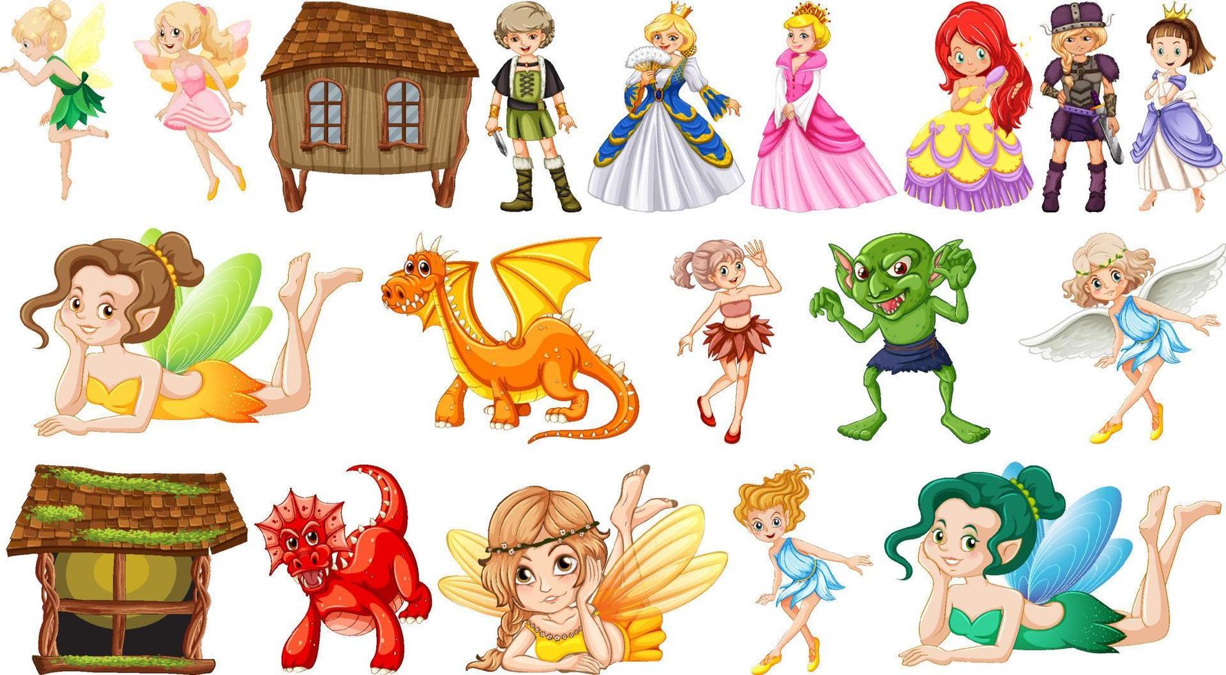 Different characters in fairytale vector