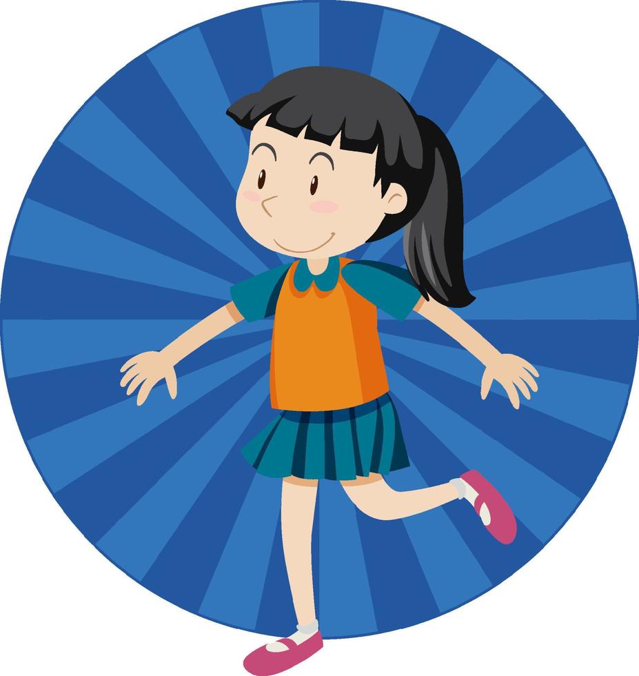 Active girl simple cartoon character vector