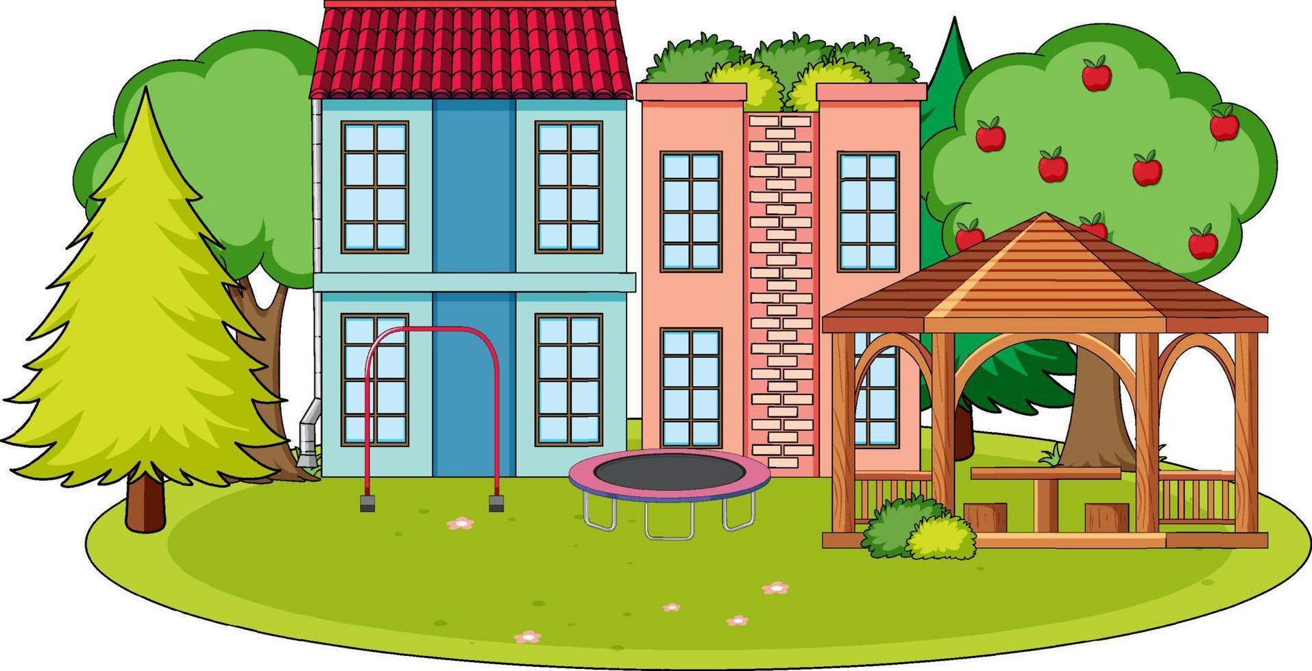 Scene with houses and lawn vector