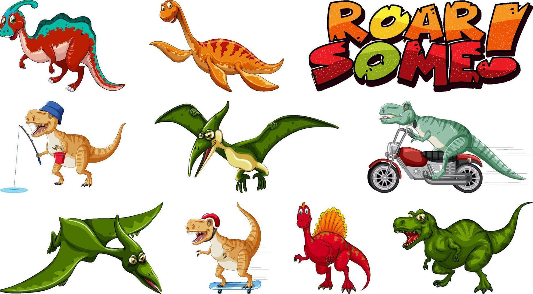Dinosaurs on white background vector