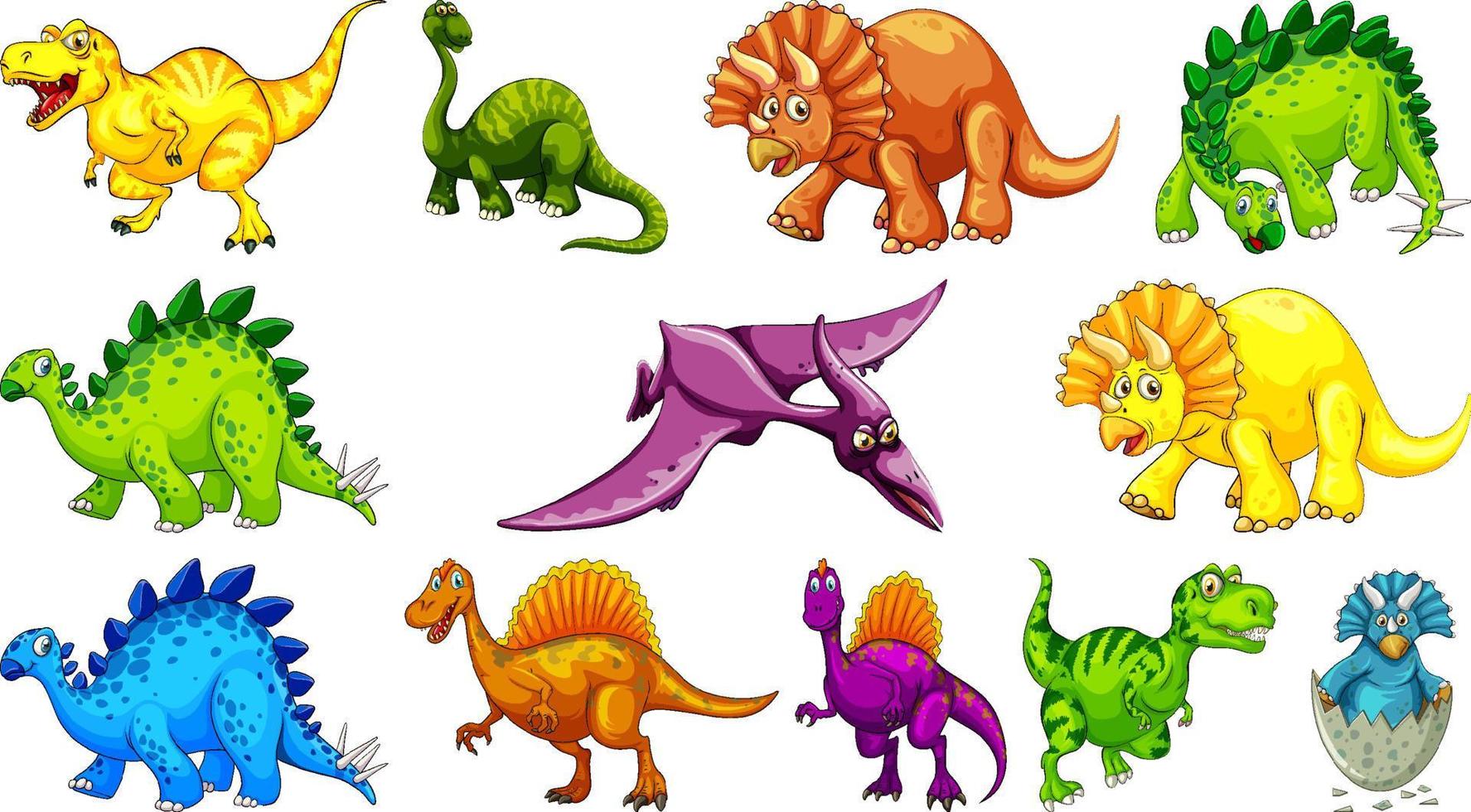 Many dinosaurs on white background vector