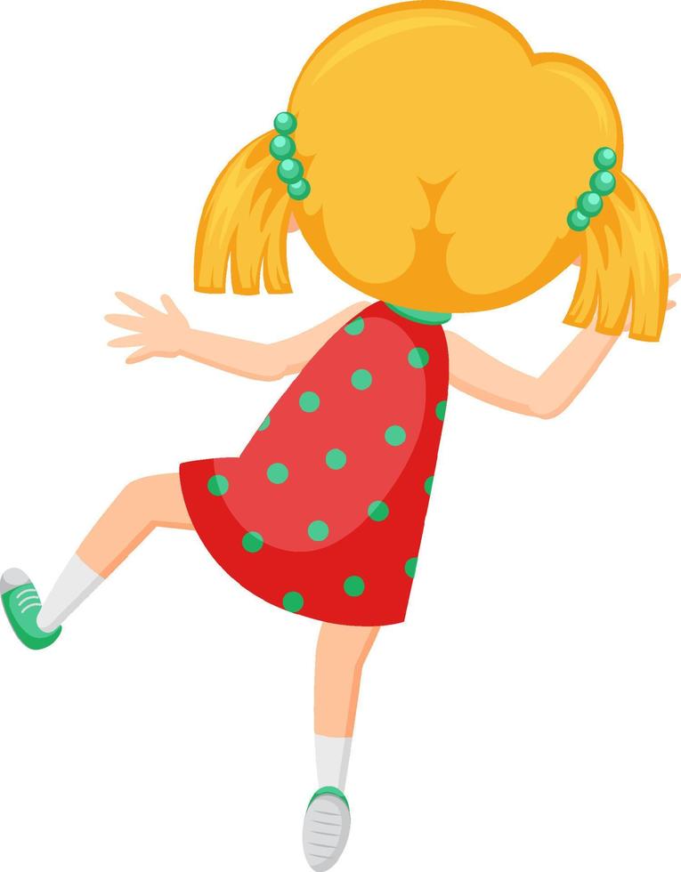 Back of a little girl cartoon character vector