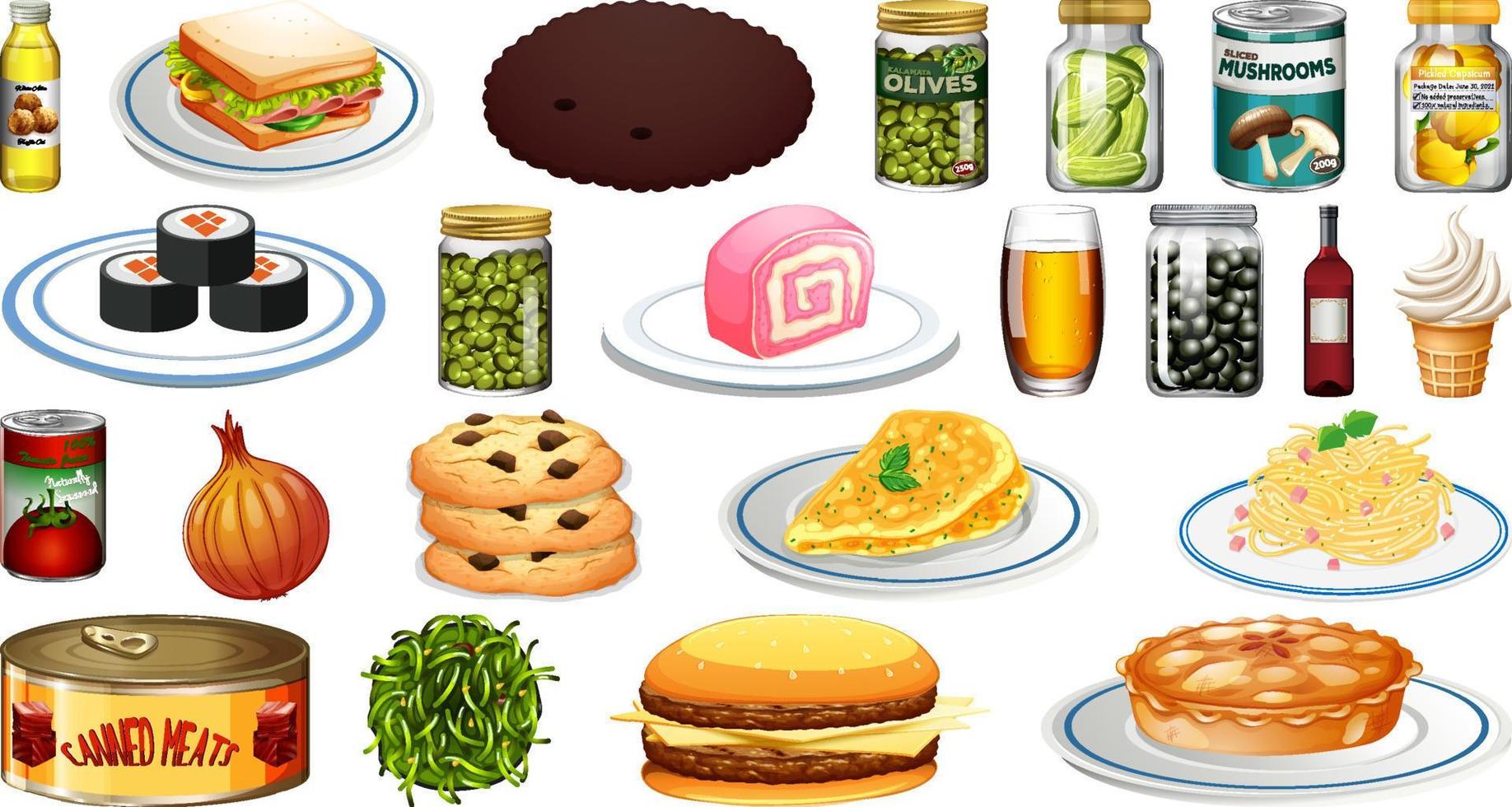 Set of different foods vector